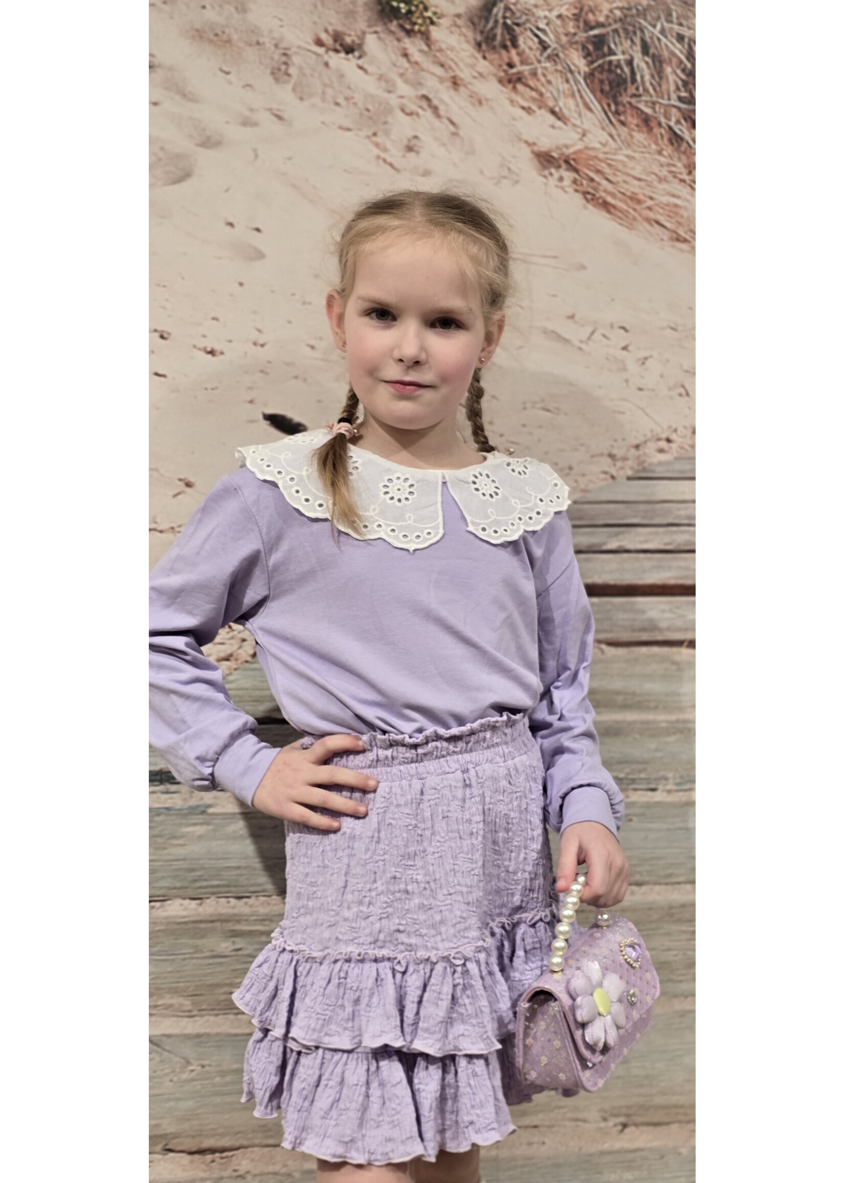 Lila sweater met kraag