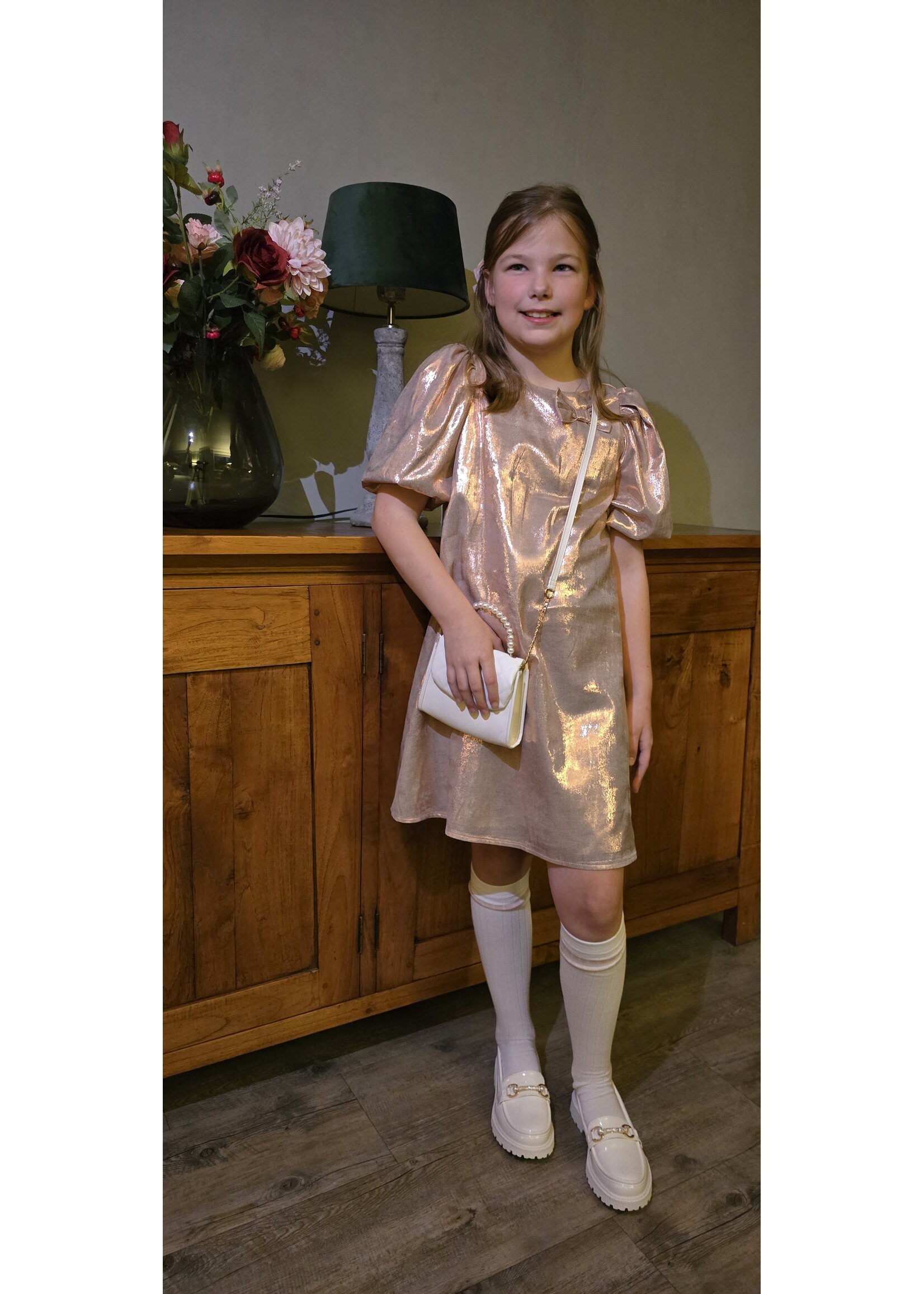 Jurk met ballonmouw roze