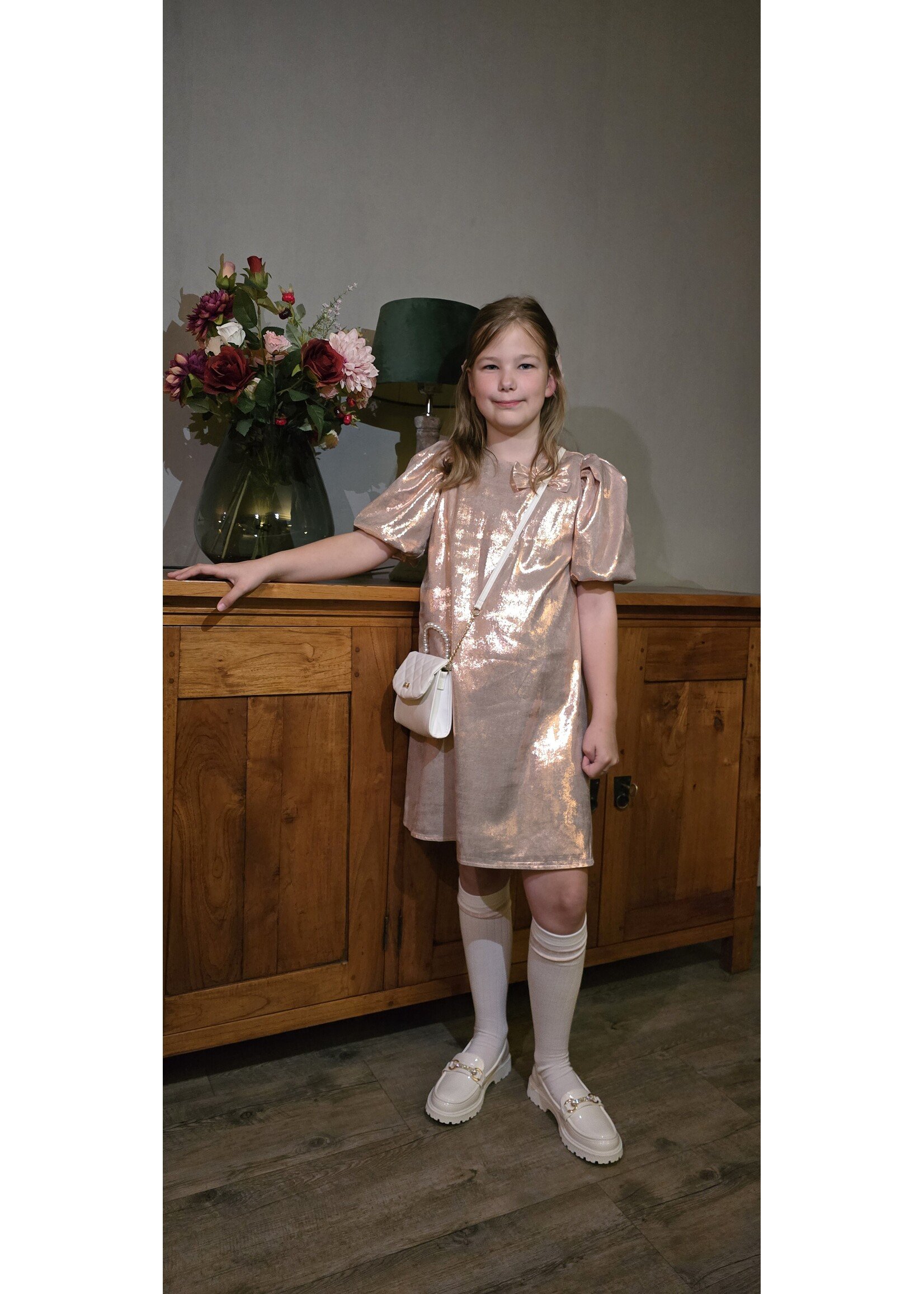 Jurk met ballonmouw roze