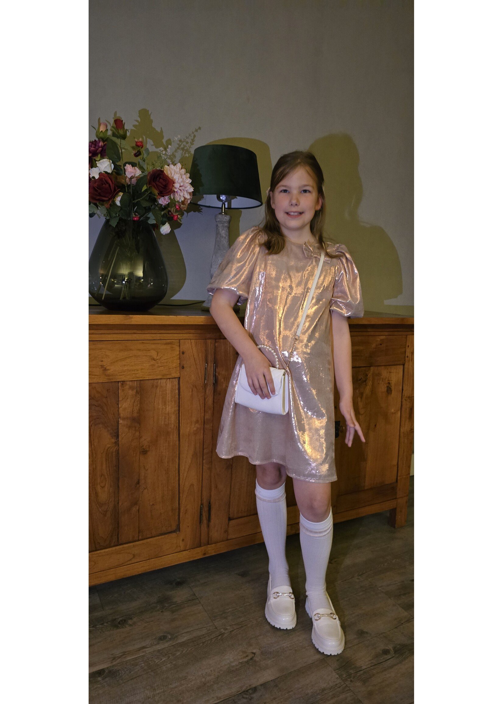 Jurk met ballonmouw roze