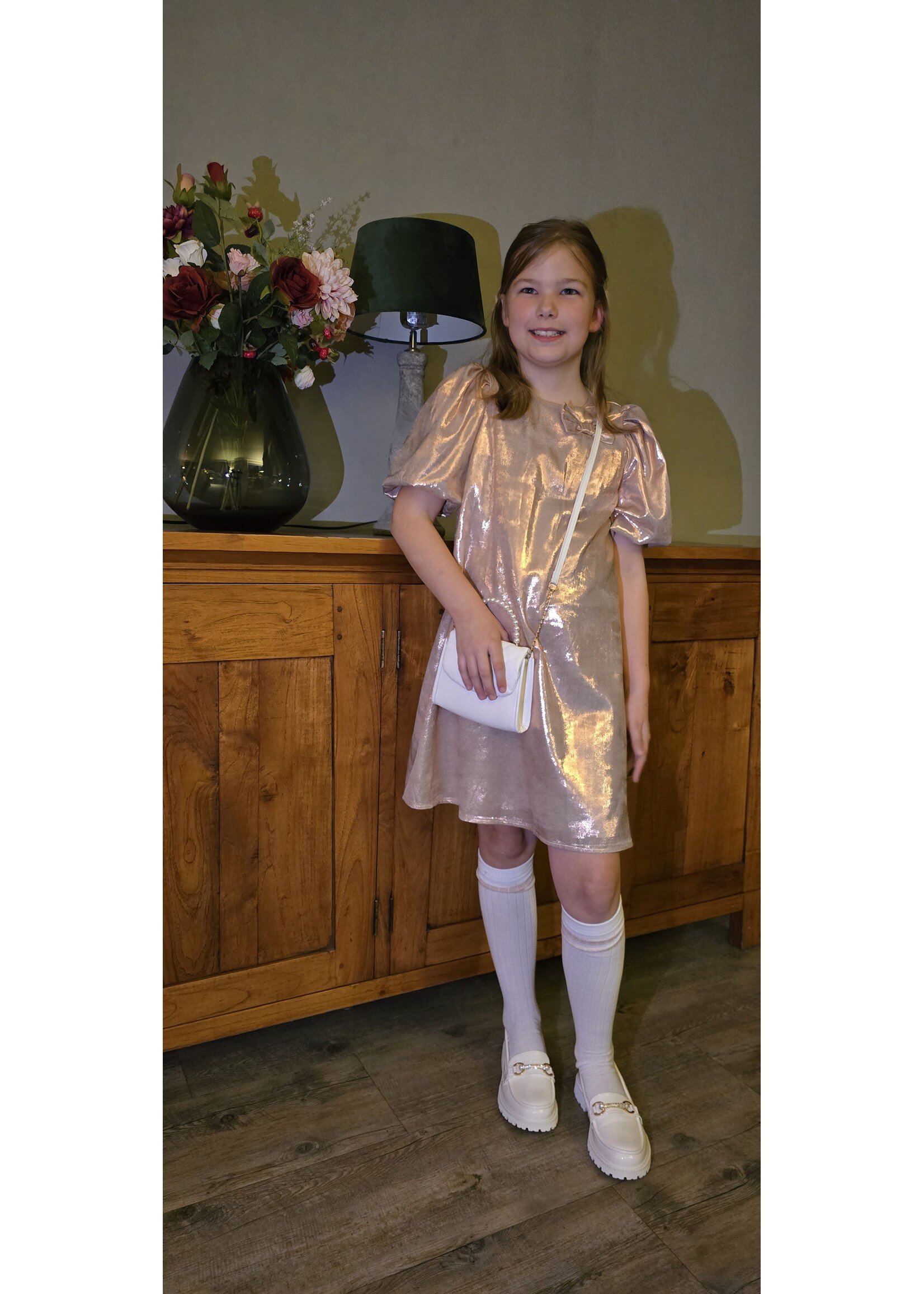 Jurk met ballonmouw roze