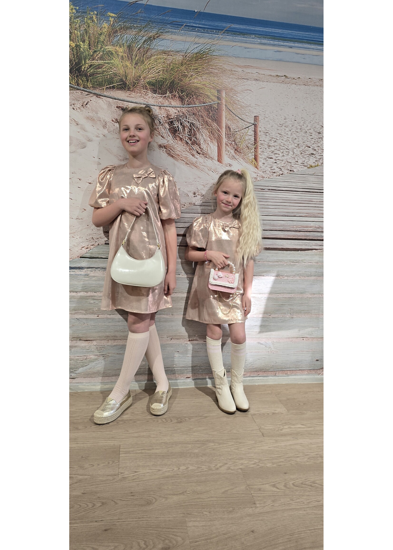 Jurk met ballonmouw roze