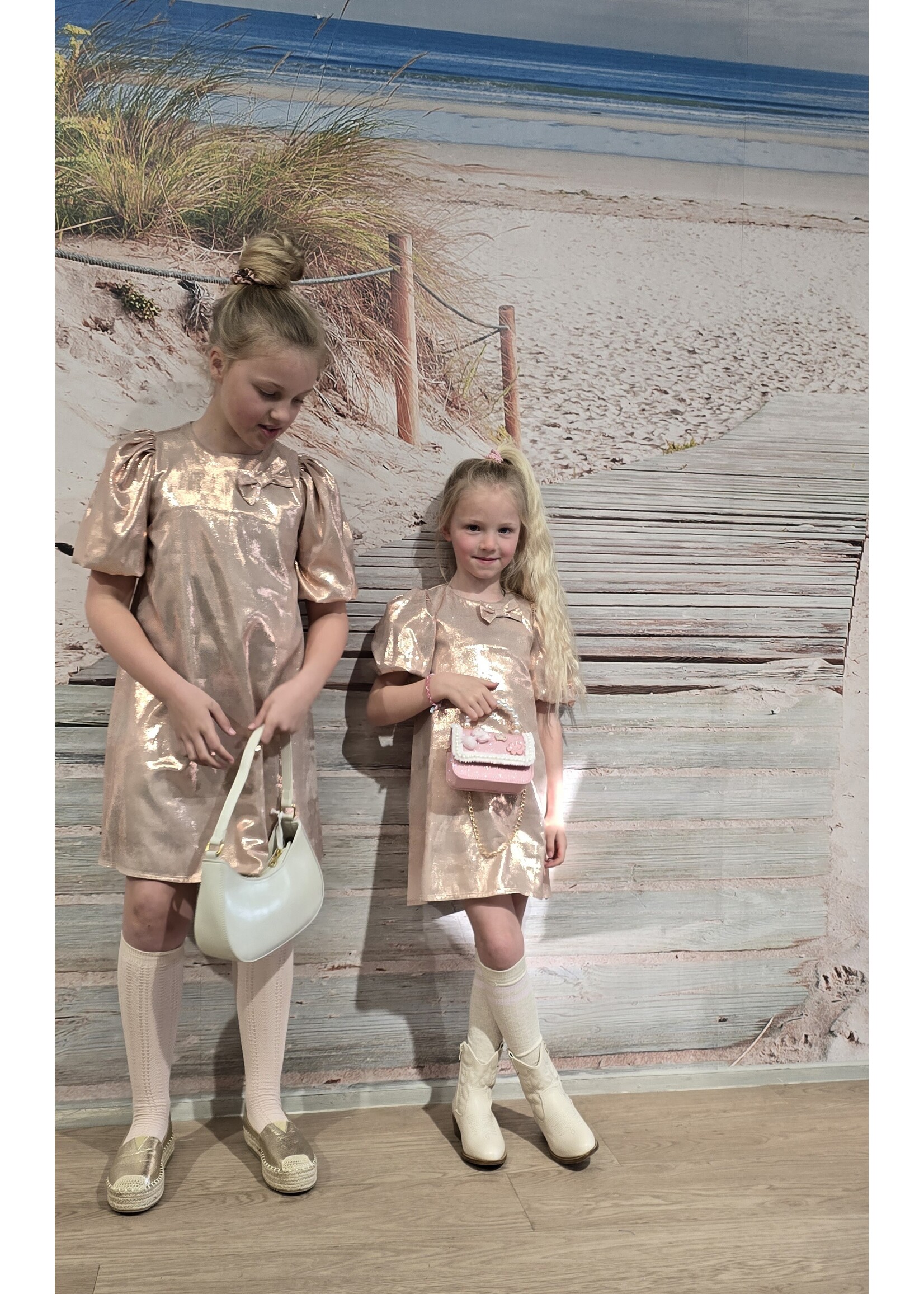 Jurk met ballonmouw roze