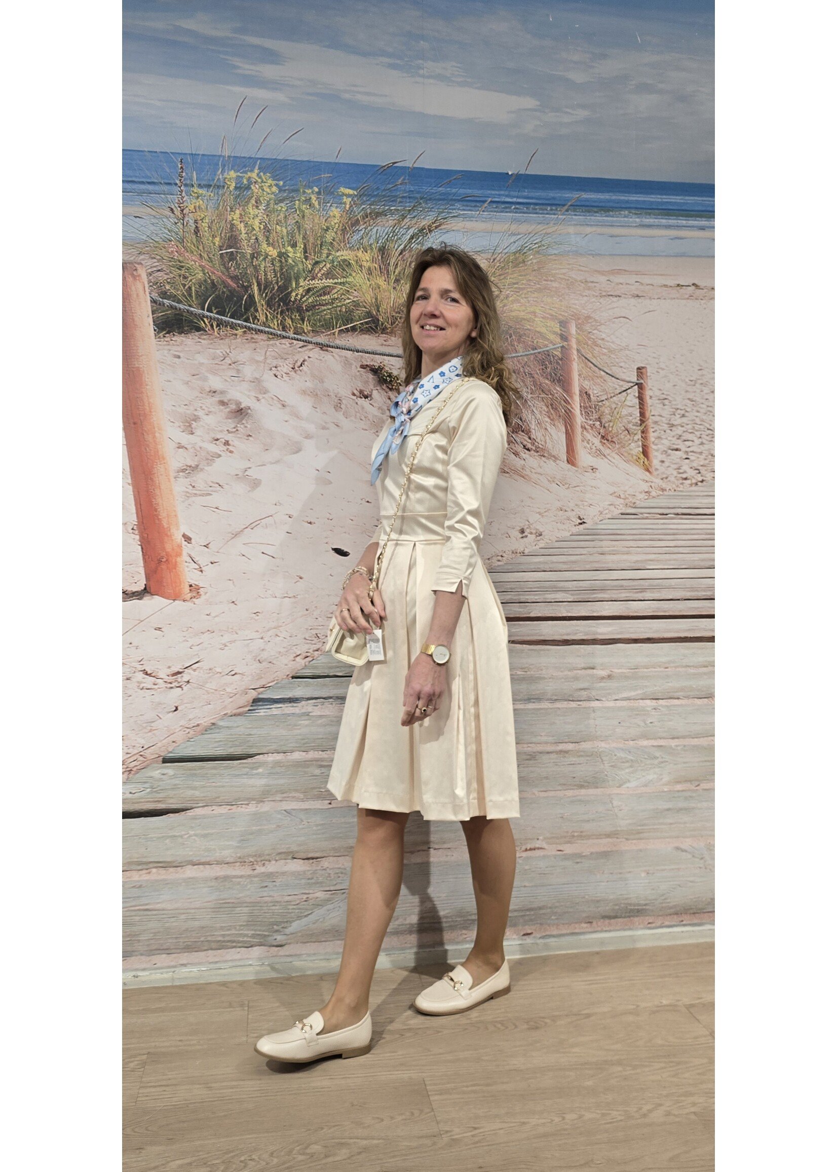 Satijn plooi jurk twee lengtes