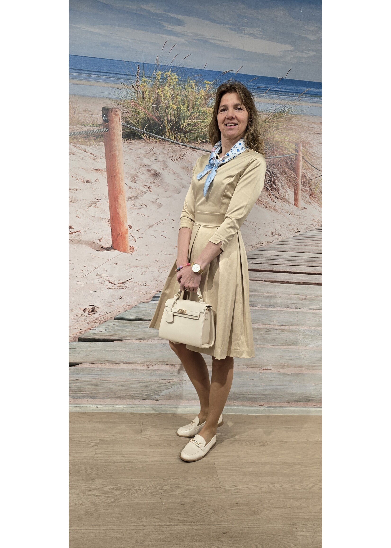 Satijnen plooi jurk Goud