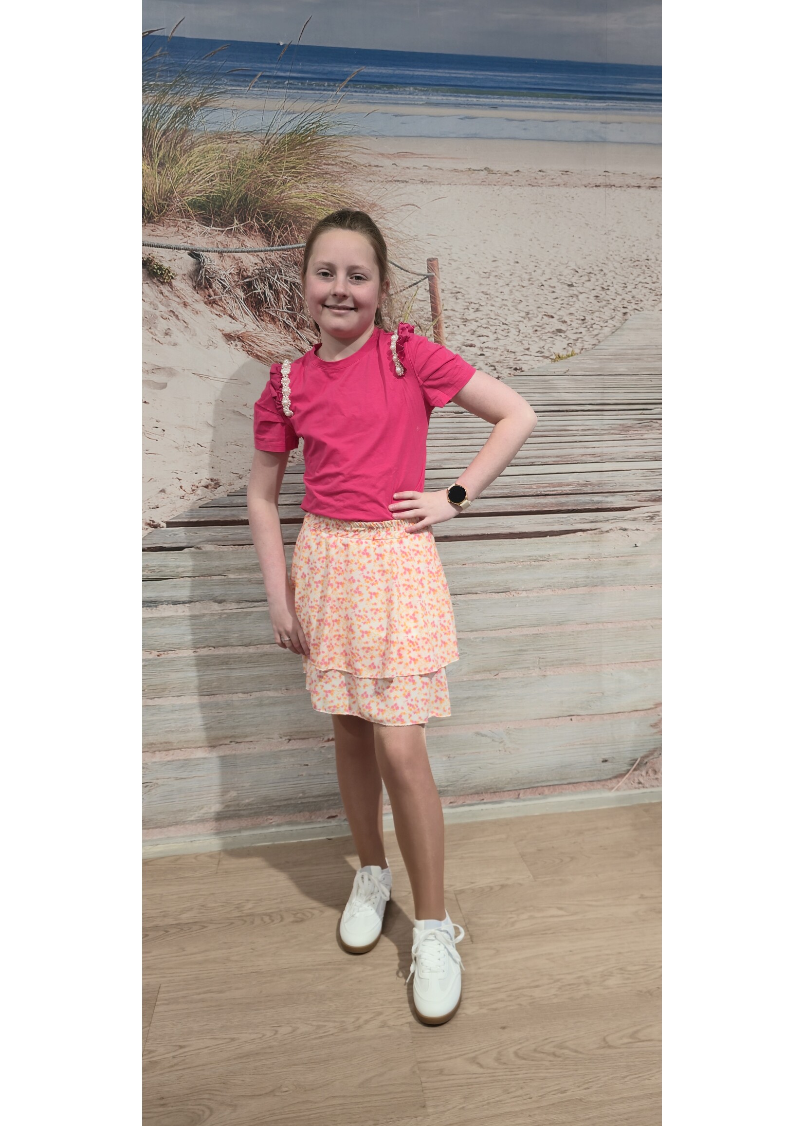Shirt met parel twee kleuren