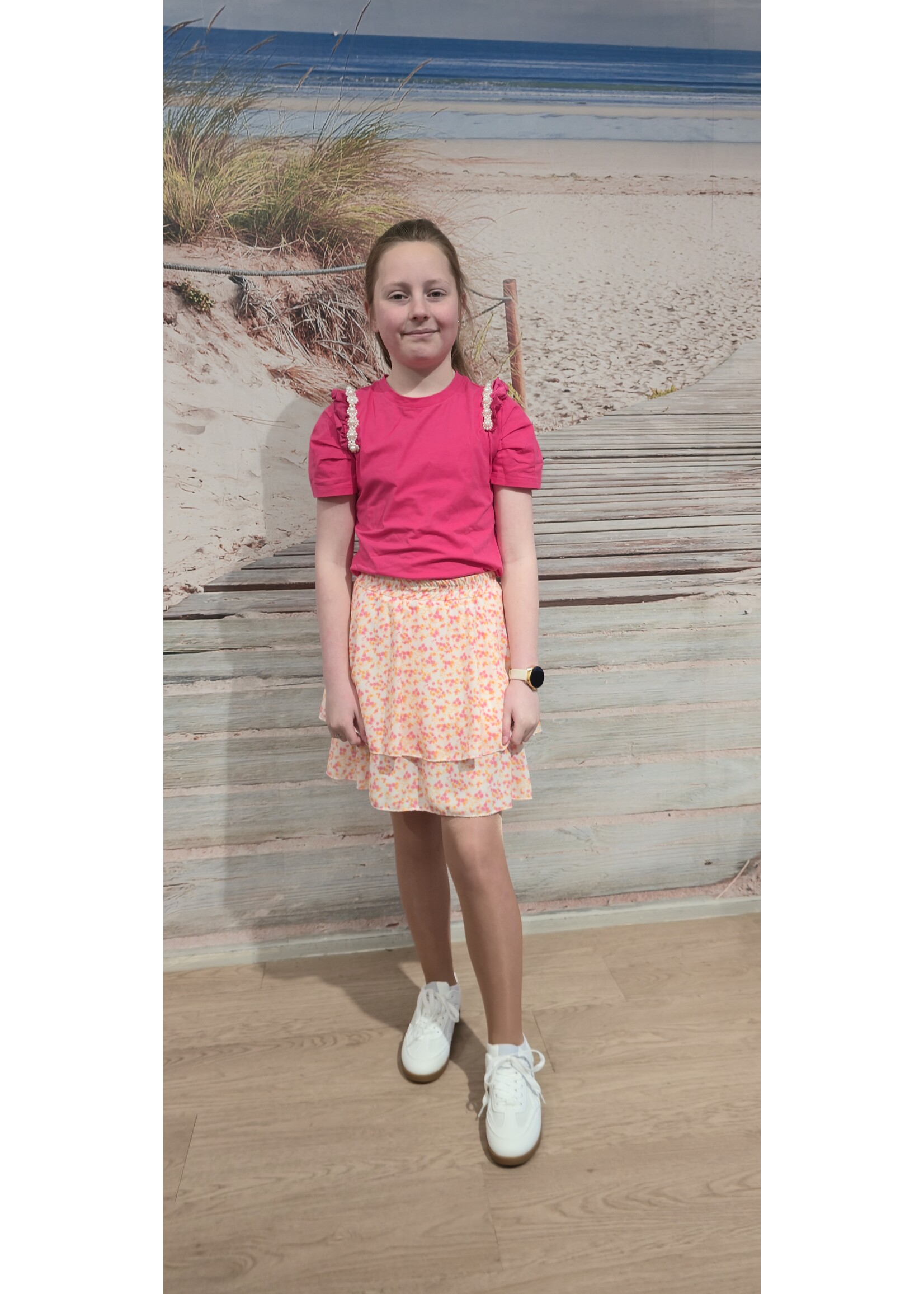 Shirt met parel twee kleuren