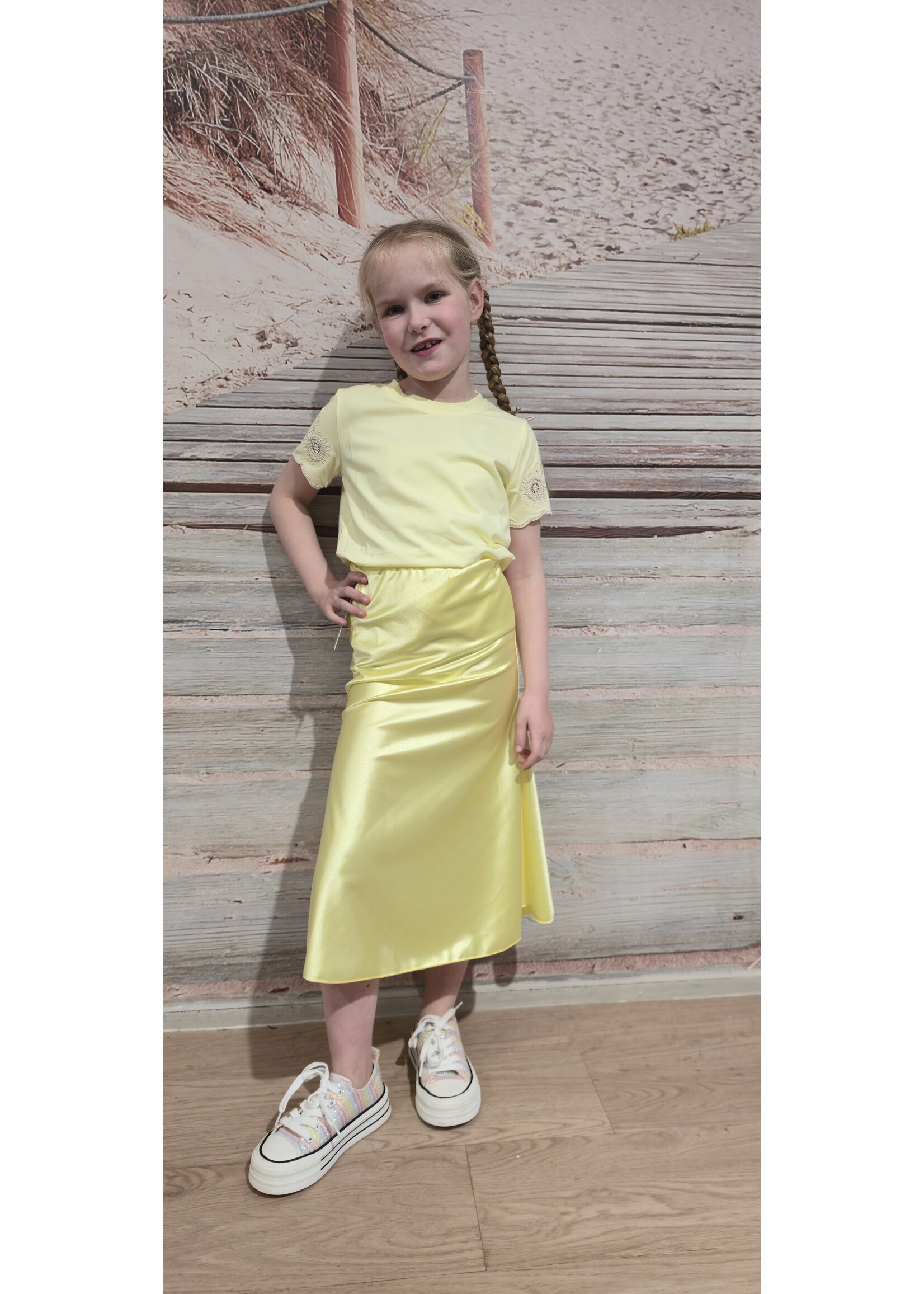 Satijnen rok drie kleuren