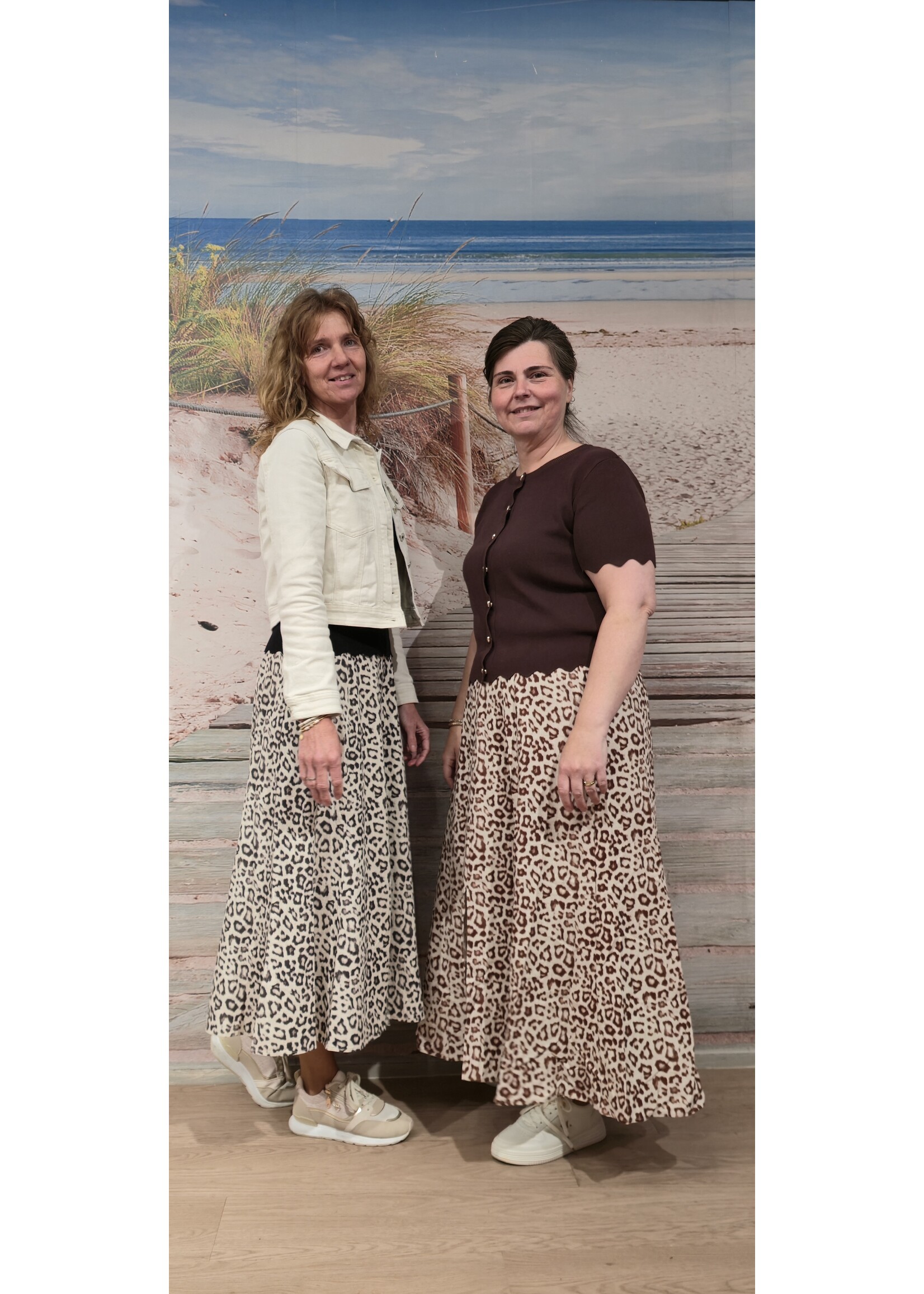 Linnen/viscose rok panter