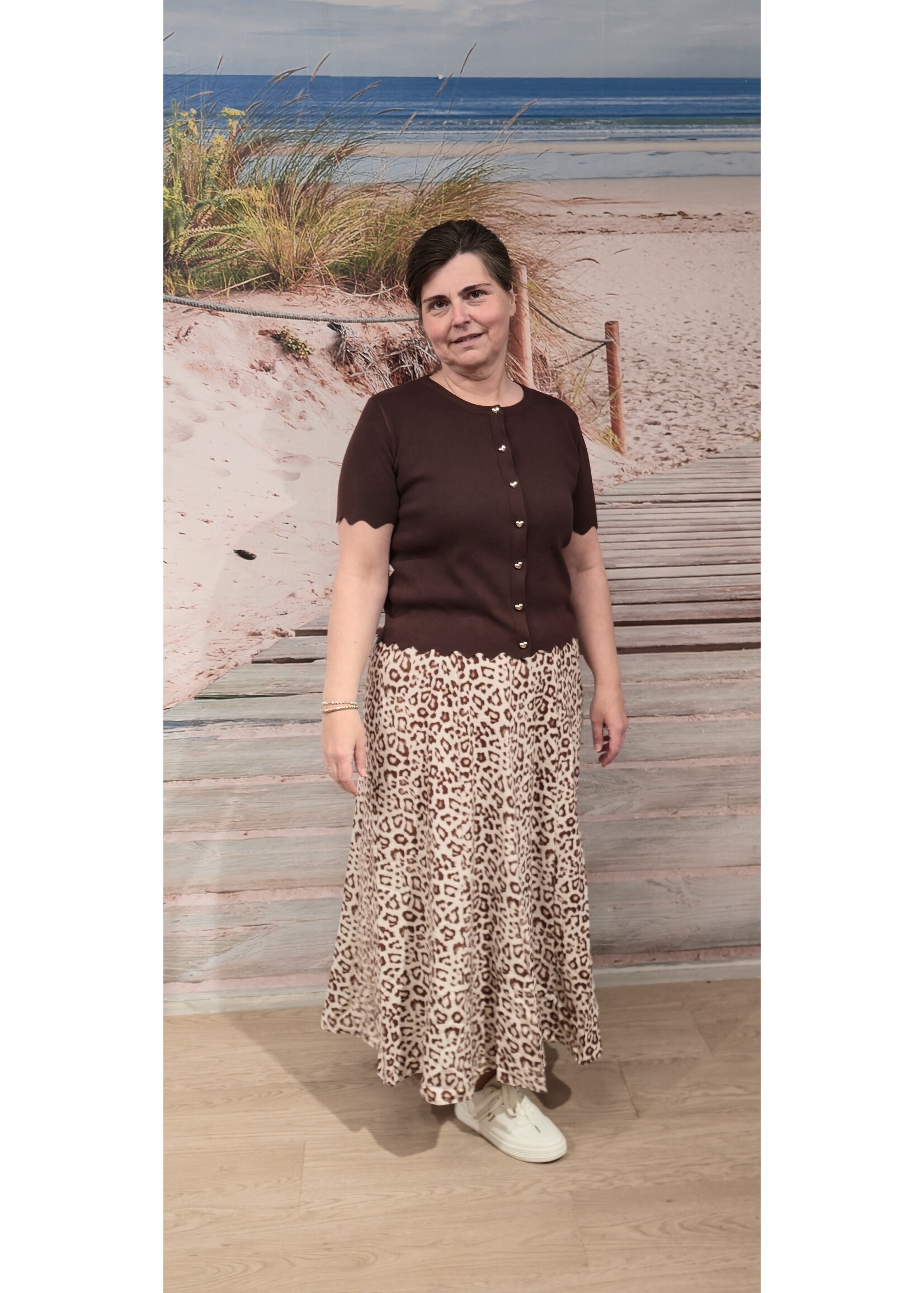 Linnen/viscose rok panter
