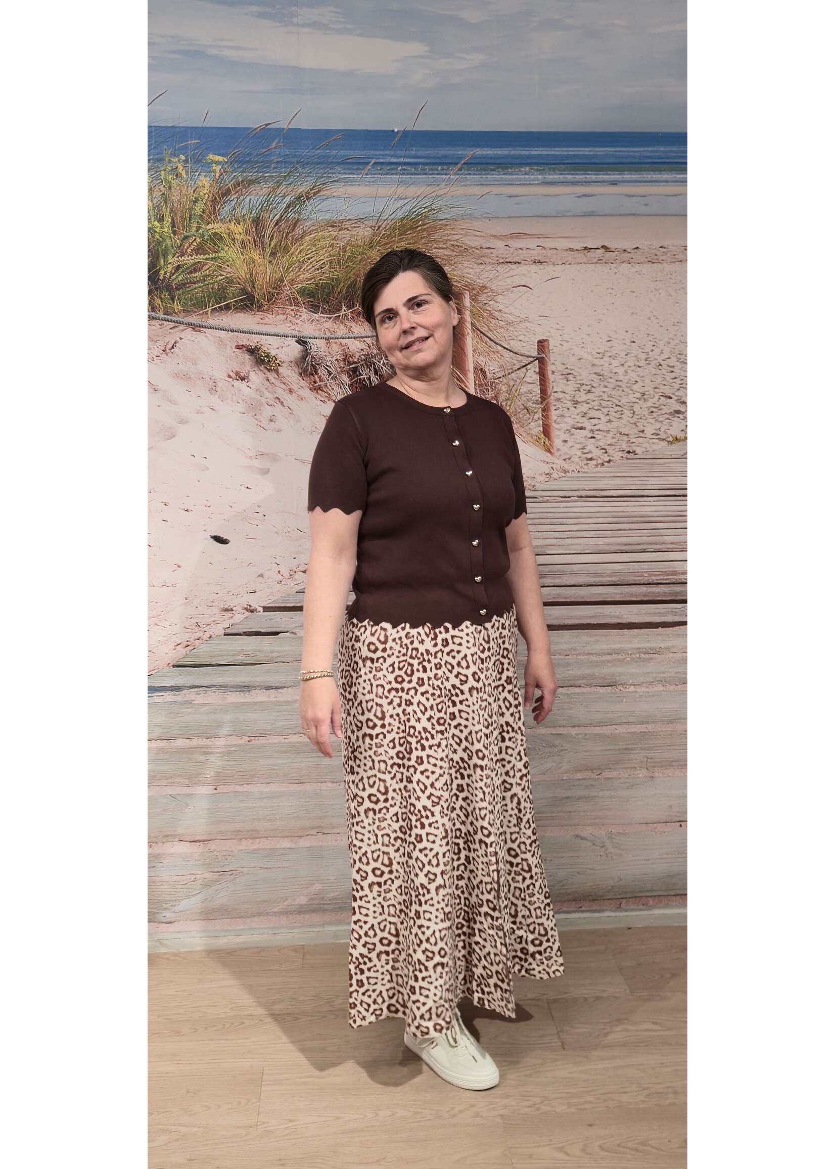 Linnen/viscose rok panter