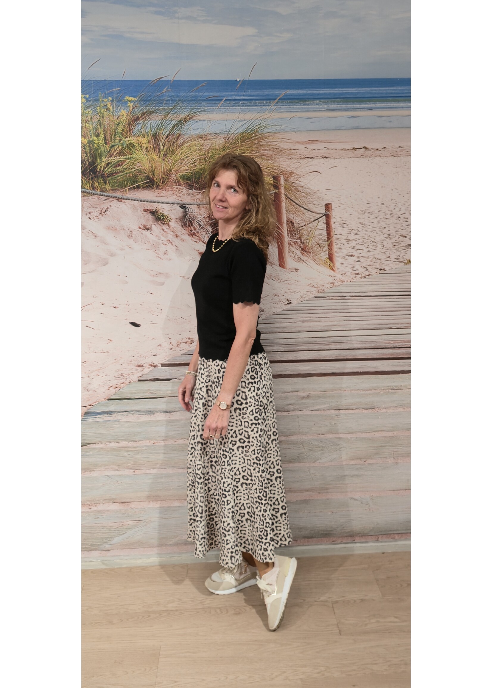 Linnen/viscose rok panter