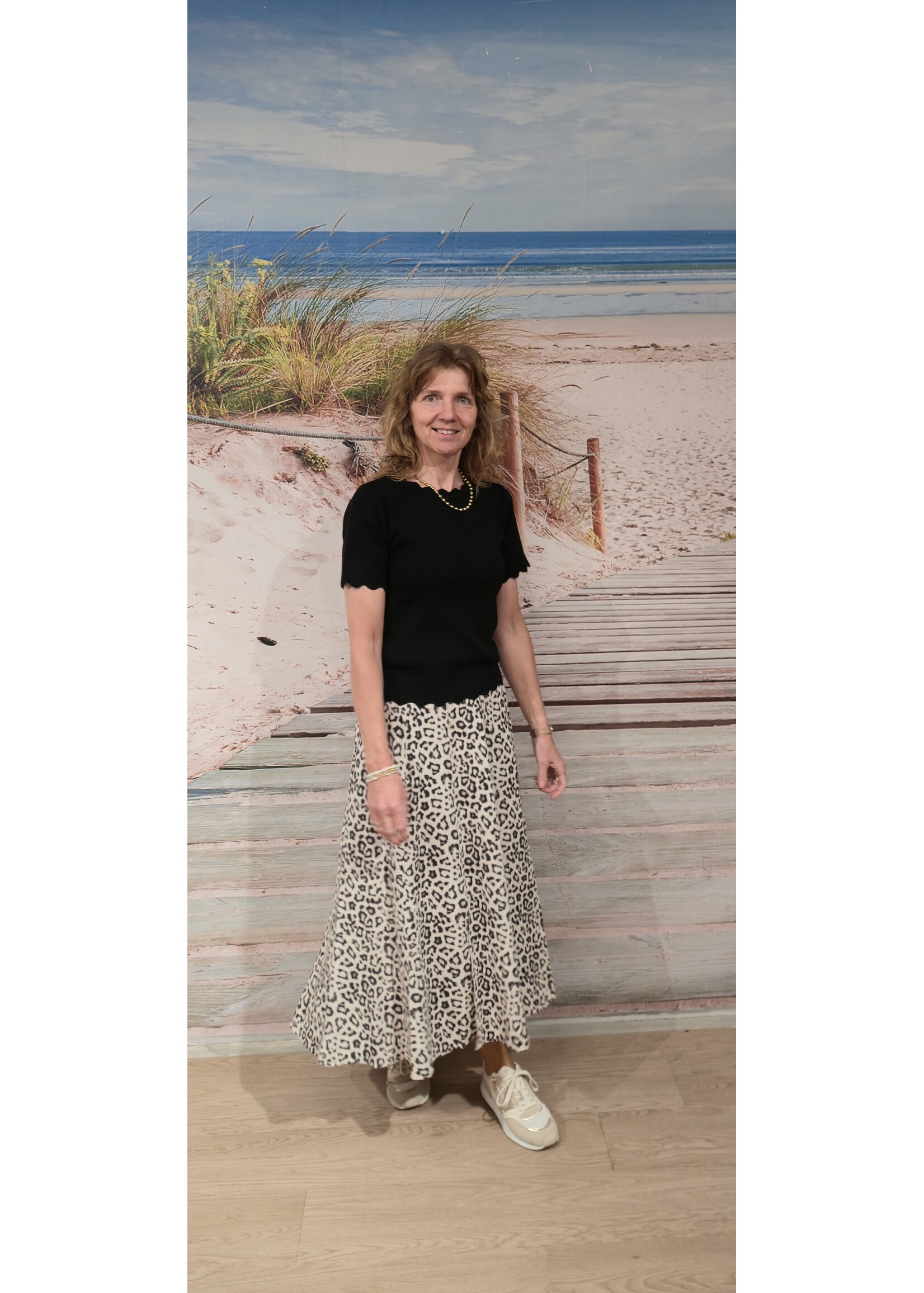 Linnen/viscose rok panter