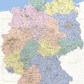 Kurk prikbord landkaart Duitsland - 100 x 140 cm - 9mm multiplex & 6mm kurk