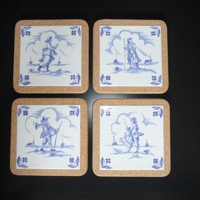 Kurk onderzetters - Delfts Blauw - 4 stuks