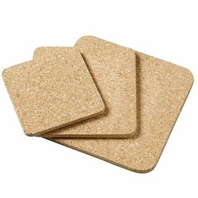 Kurk onderzetters vierkant 3 stuks 14 , 18 en 22 cm. 10 mm. dik
