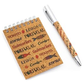 Kurk notitieblok + kurk pen - Sardientjes