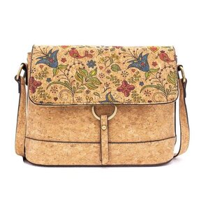 Kurk schoudertas met bloemendesign
