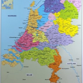Kurk prikbord landkaart Nederland - Fullcolor - 90 x 60 cm op kurk of multiplex