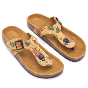 Kurk sandalen - slippers - bloemen