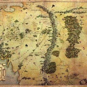 Kurk prikbord landkaart - The Lord of the Rings - Middle Earth - 90x60cm