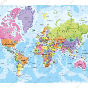 Kurk prikbord - Wereldkaart - De Wereld - 100 x 140 cm - 9mm multiplex & 6mm kurk
