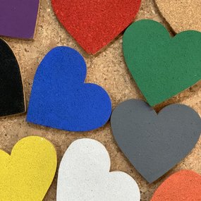 Zelfklevende prikbord hartjes -  10 stuks/kleuren