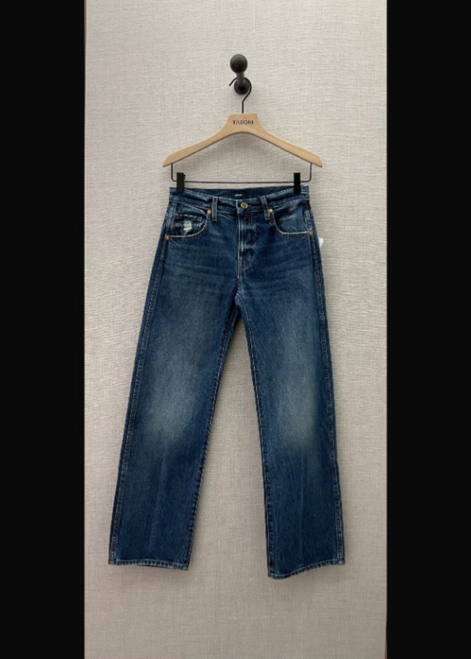 Khaite Khaite Jeans, Blue, Kerrie Cotton Mid Rise Wide Leg Denim Pants in Lincoln