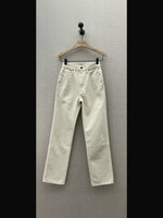 Khaite Khaite Jeans, White, Abigail Rigid Cotton High Waist Straight Leg Cropped Denim Pants in Ivory