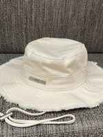 Jacquemus Jacquemus Hat, White, Le Bob Artichaut Cotton Bucket Hat in Off White w/ Adjustable Strap