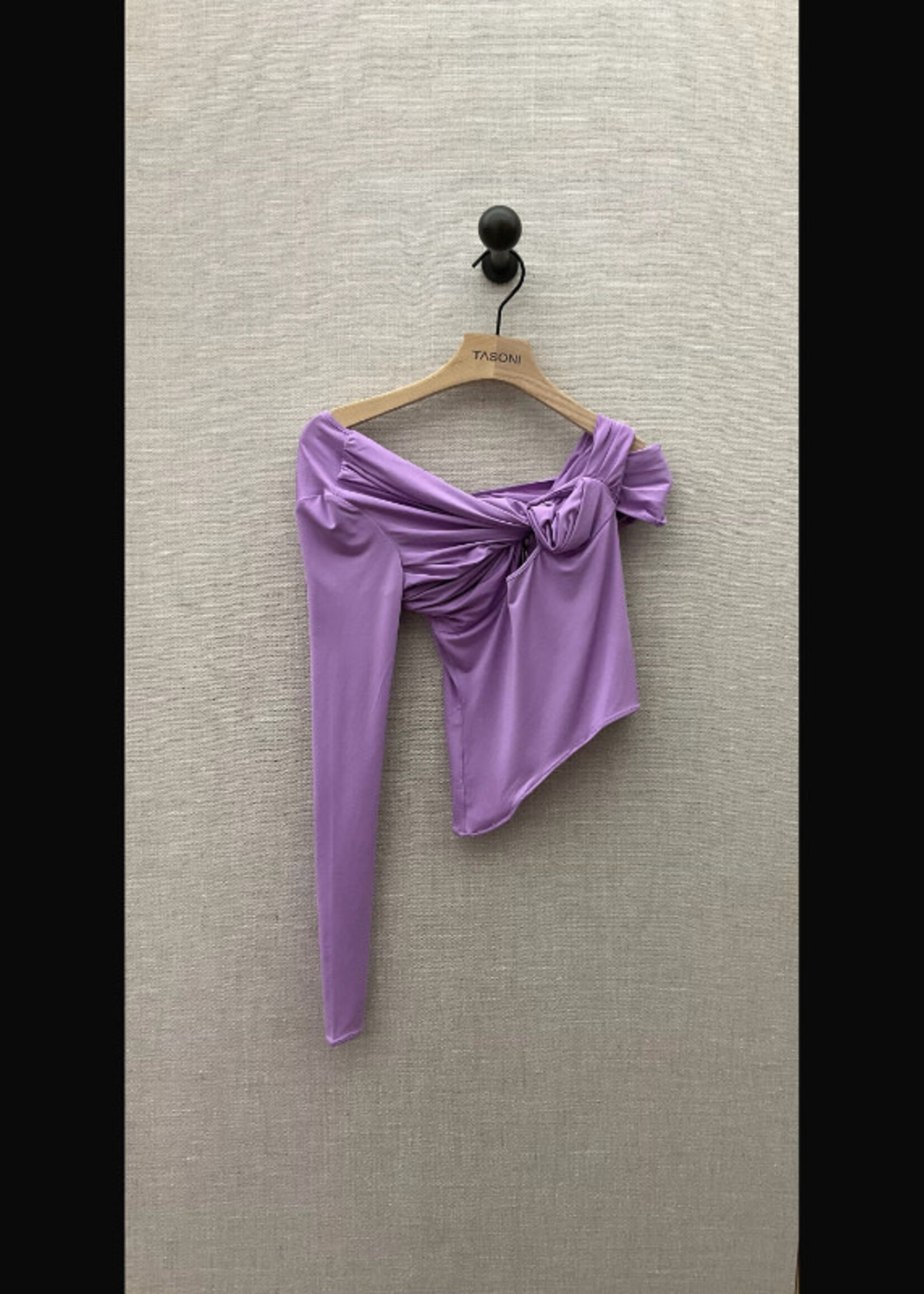 Nensi Dojaka Nensi Dojaka Top, Purple, One Shoulder Asymmetrical Cut Out Draped Top