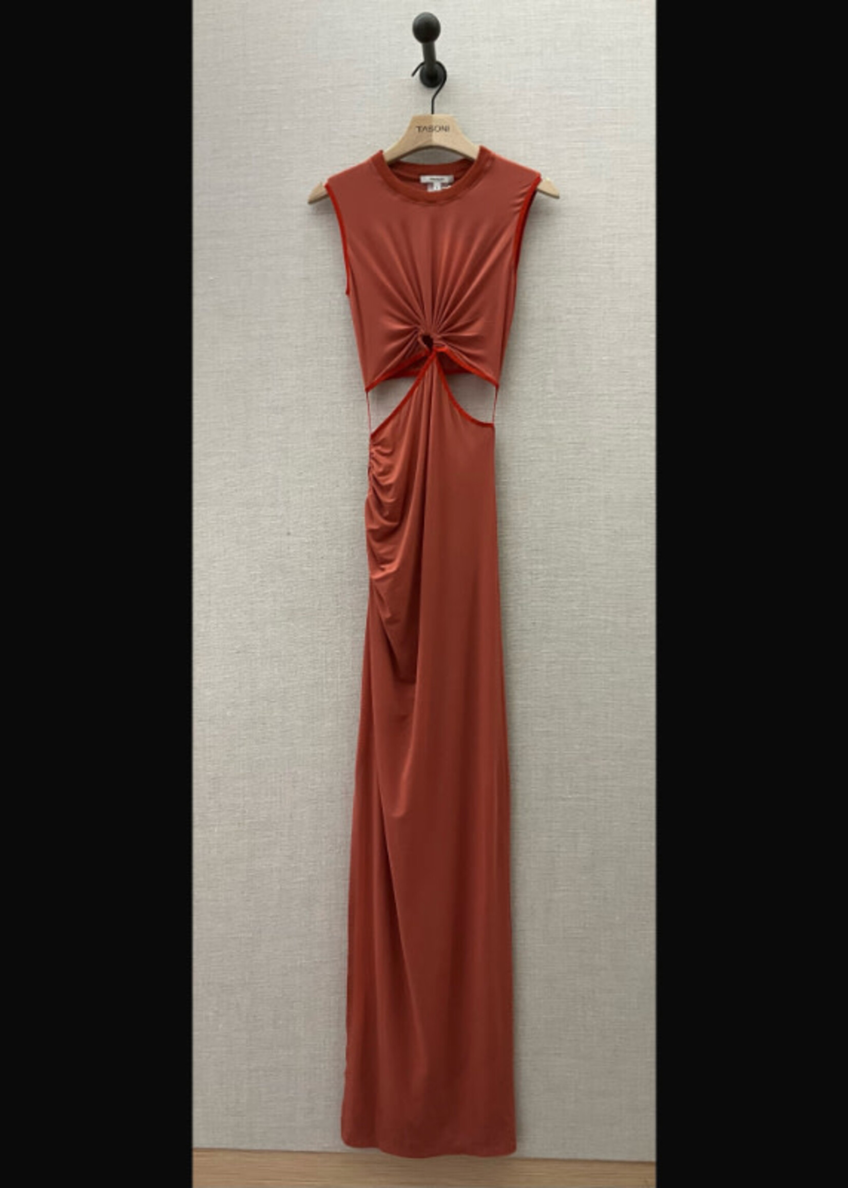 Nensi Dojaka Nensi Dojaka Dress, Orange, Sleeveless Cut Out Maxi Long Dress in Autumn Glaze w/ Key Hole