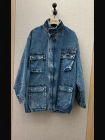 Martine Rose Martine Rose Jacket, Blue, Cotton Oversized Collared button Up Denim Parka In Marble Wash