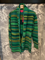 The Elder Statesman The Elder Statesman Knitwear, Multi, Italy Smoking Cashmere Striped Jacket in Green & Khaki