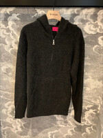 The Elder Statesman The Elder Statesman Sweatshirt, Grey, Cashmere Heavy Zip Up Hoodie In Charcoal w/ Kangaroo Pocket