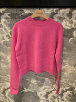 The Elder Statesman The Elder Statesman Knitwear, Pink, Cashmere Simple Crew Cropped Sweater In Electric Pink
