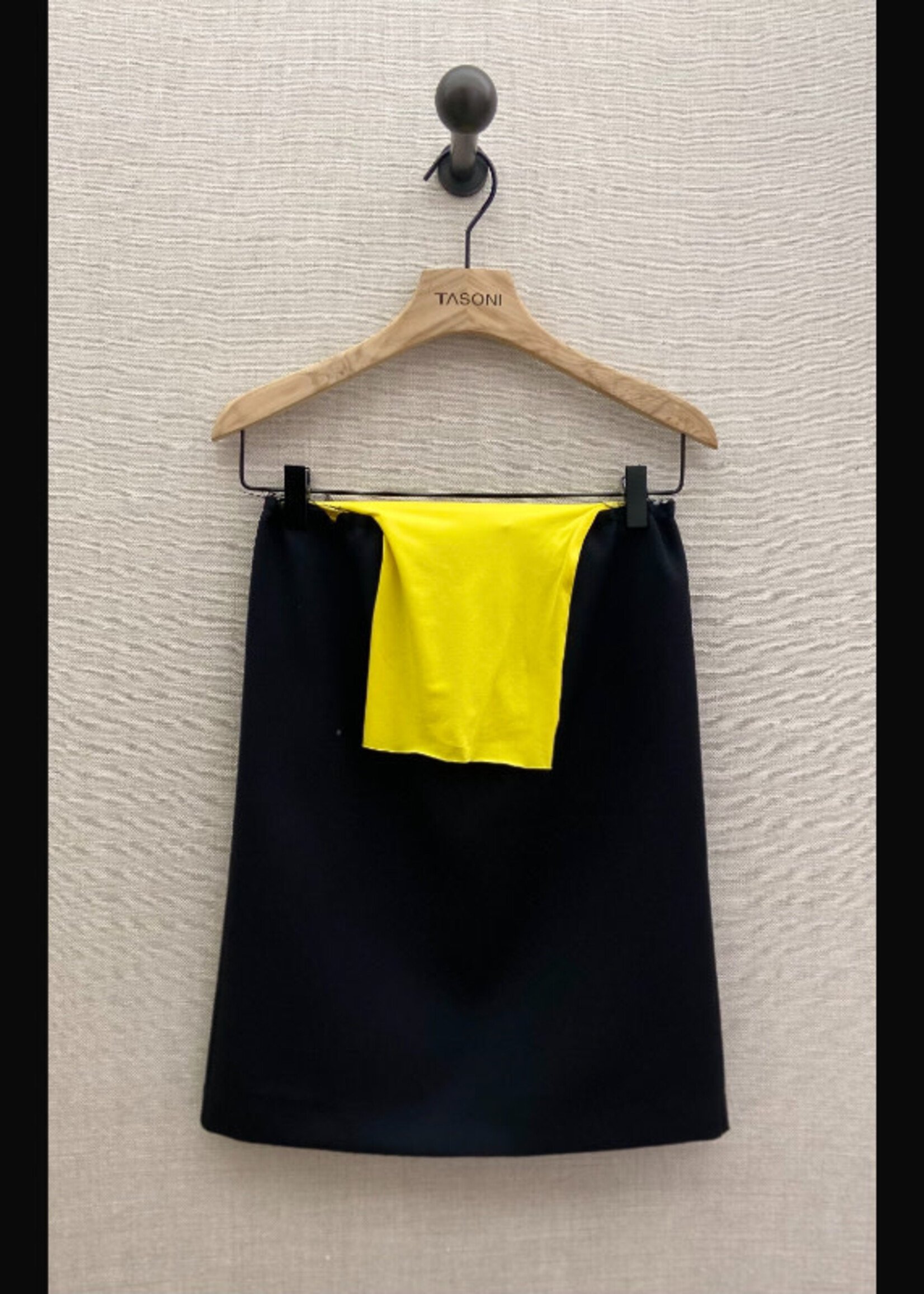 Raf Simons Raf Simons Skirt, Black, Pencil Skirt w/ Yellow Stocking Waist