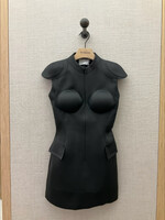 Coperni Coperni Dress, Black, Neoprene Sleeveless Cup Mini Zip Up Dress w/ Flap Pockets