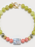 Destree Destree Necklace, Multi, Elizabeth Candies Necklace In Anise & Pink w/ Agates Rhodochrosites Dalmatian Jaspers & Serpentine