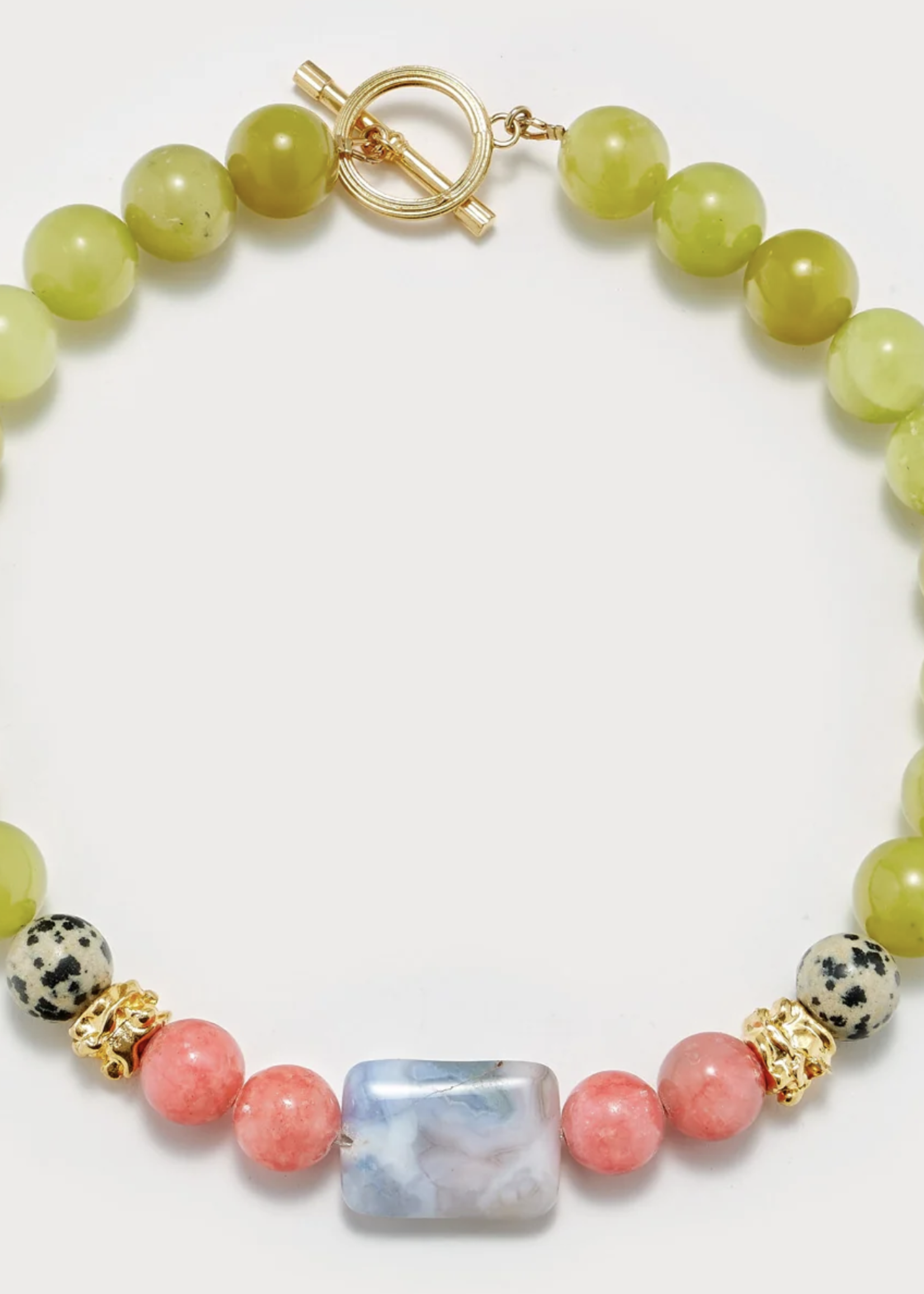 Destree Destree Necklace, Multi, Elizabeth Candies Necklace In Anise & Pink w/ Agates Rhodochrosites Dalmatian Jaspers & Serpentine