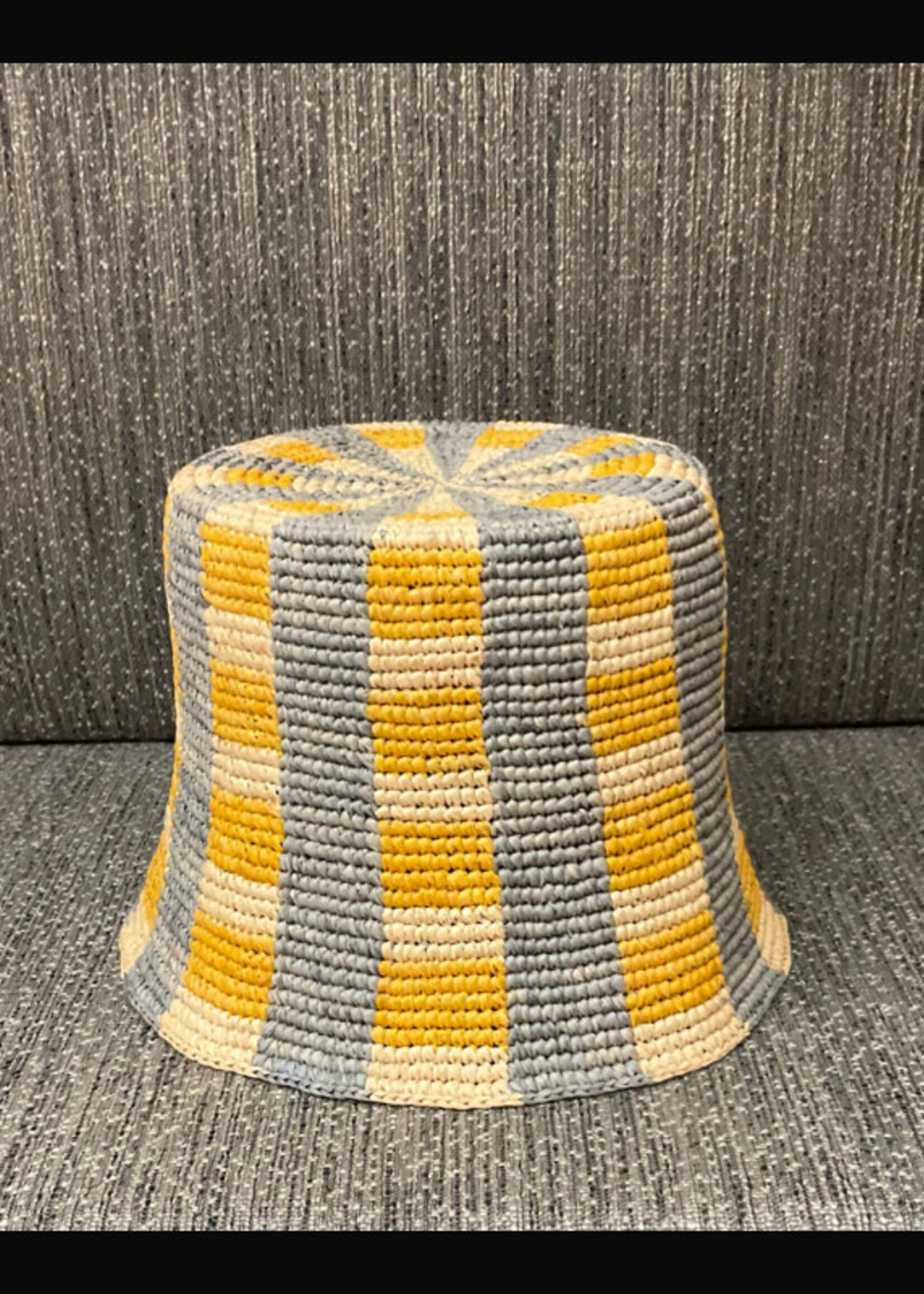 Destree Destree Hat, Multi, Bob Raphia Bucket Hat In Light Blue Mustard