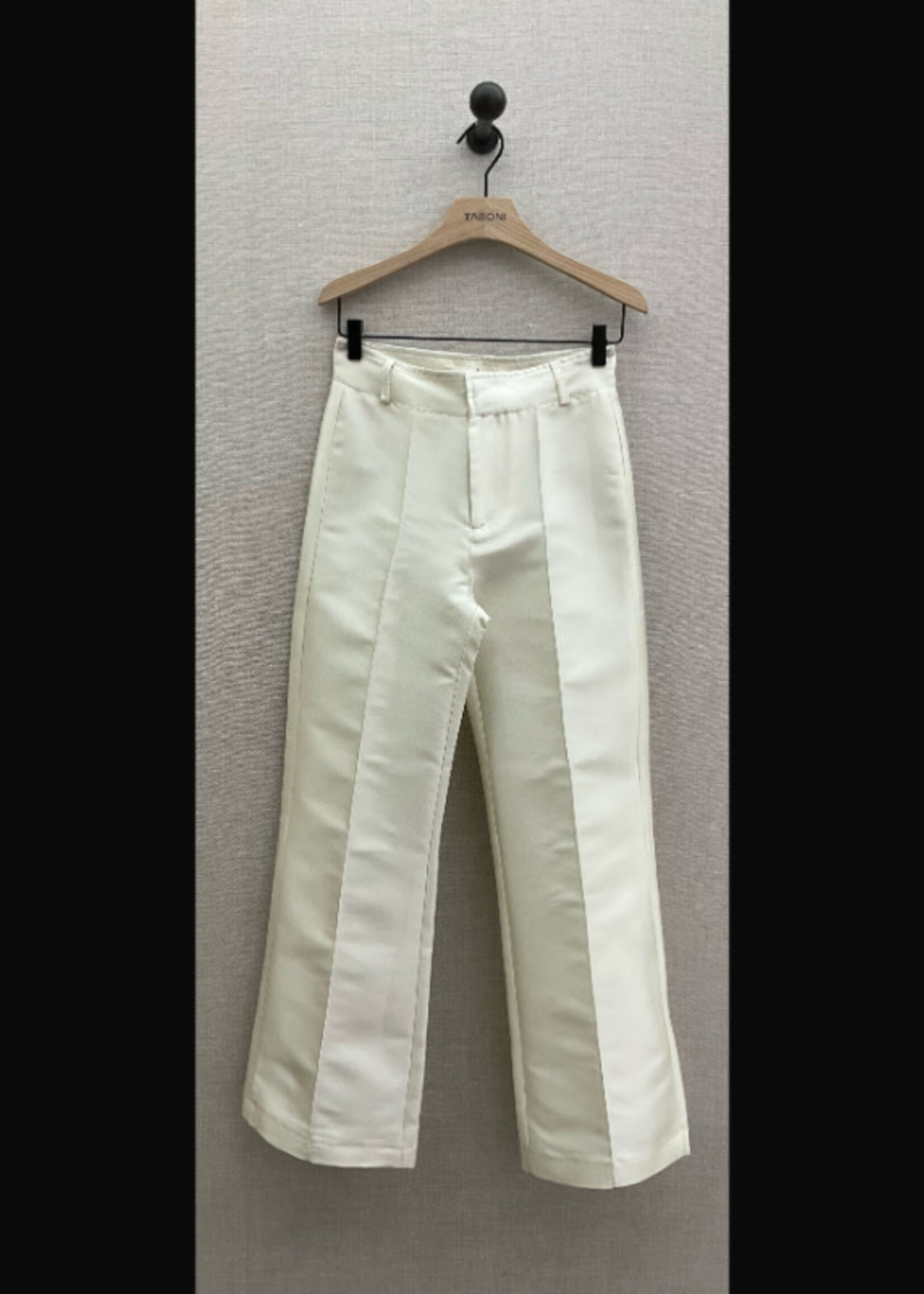 Destree Destree Trousers, White, Yoshi Smart High Waisted Flared Pants w/ Pleats