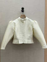 Destree Destree Jacket, White, Amoako Mao Collared Button Up Cropped Jacket w/ Puffy Shoulders