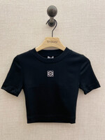 Loewe Loewe Top, Black, Crew Neck Cropped Ribbed Small Fit Anagram Top