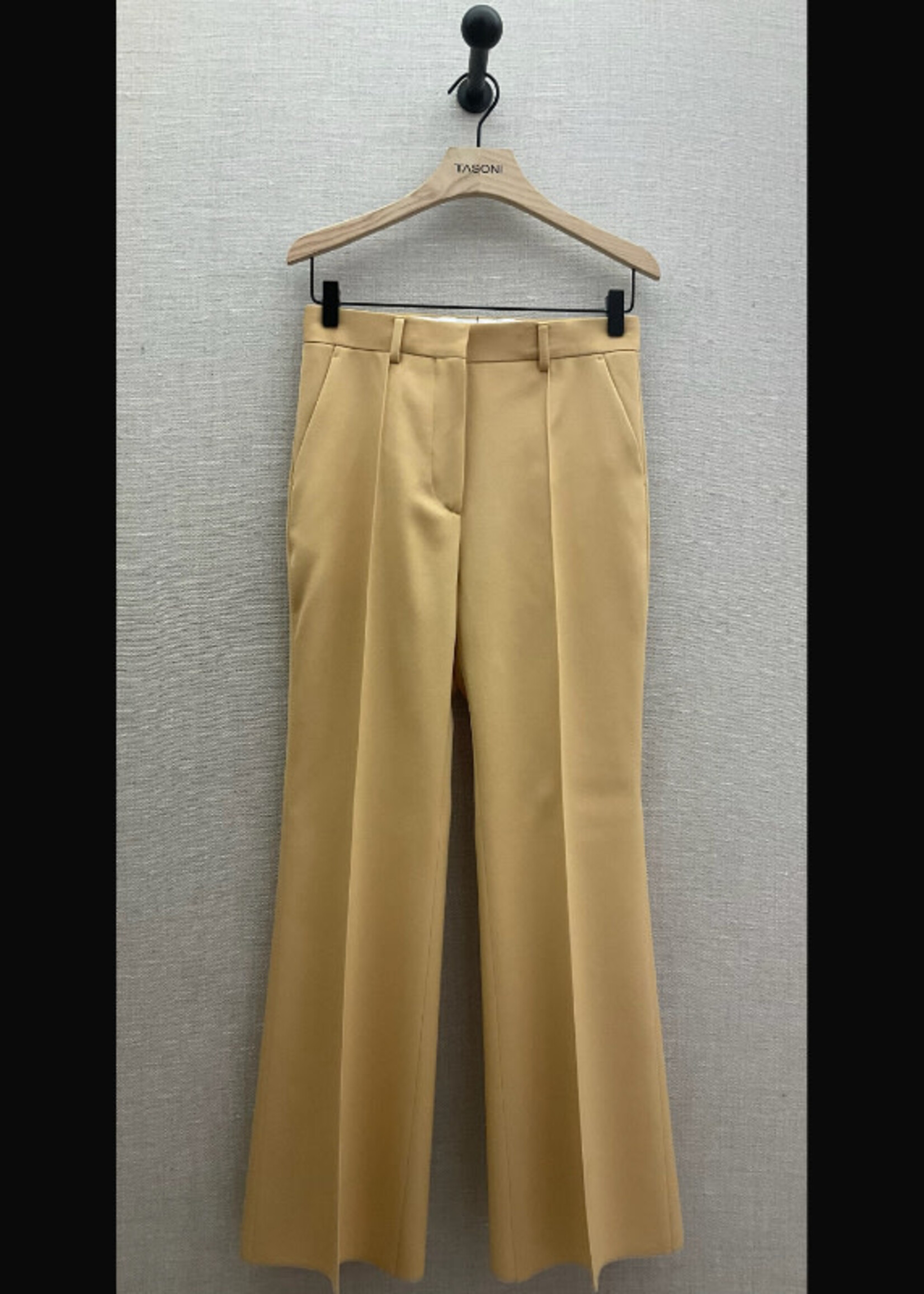 Lanvin Lanvin Trousers, Yellow, Cashmere Flared Tailored Pants In Egg Shell w/ Pleats