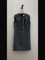 Lanvin Lanvin Dress, Multi, Gathered Neck Sleeveless Mini Dress in White & Black