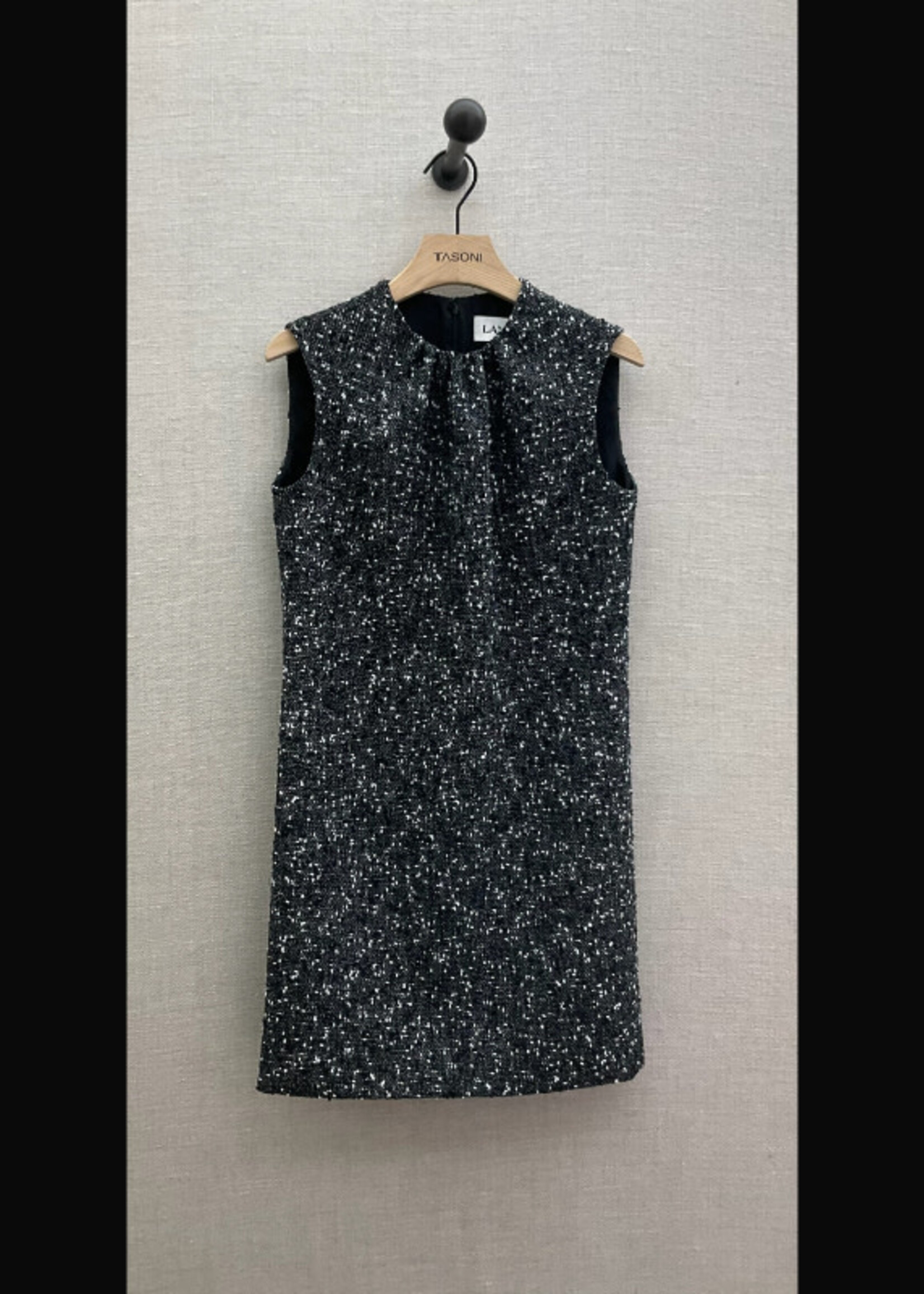 Lanvin Lanvin Dress, Multi, Gathered Neck Sleeveless Mini Dress in White & Black