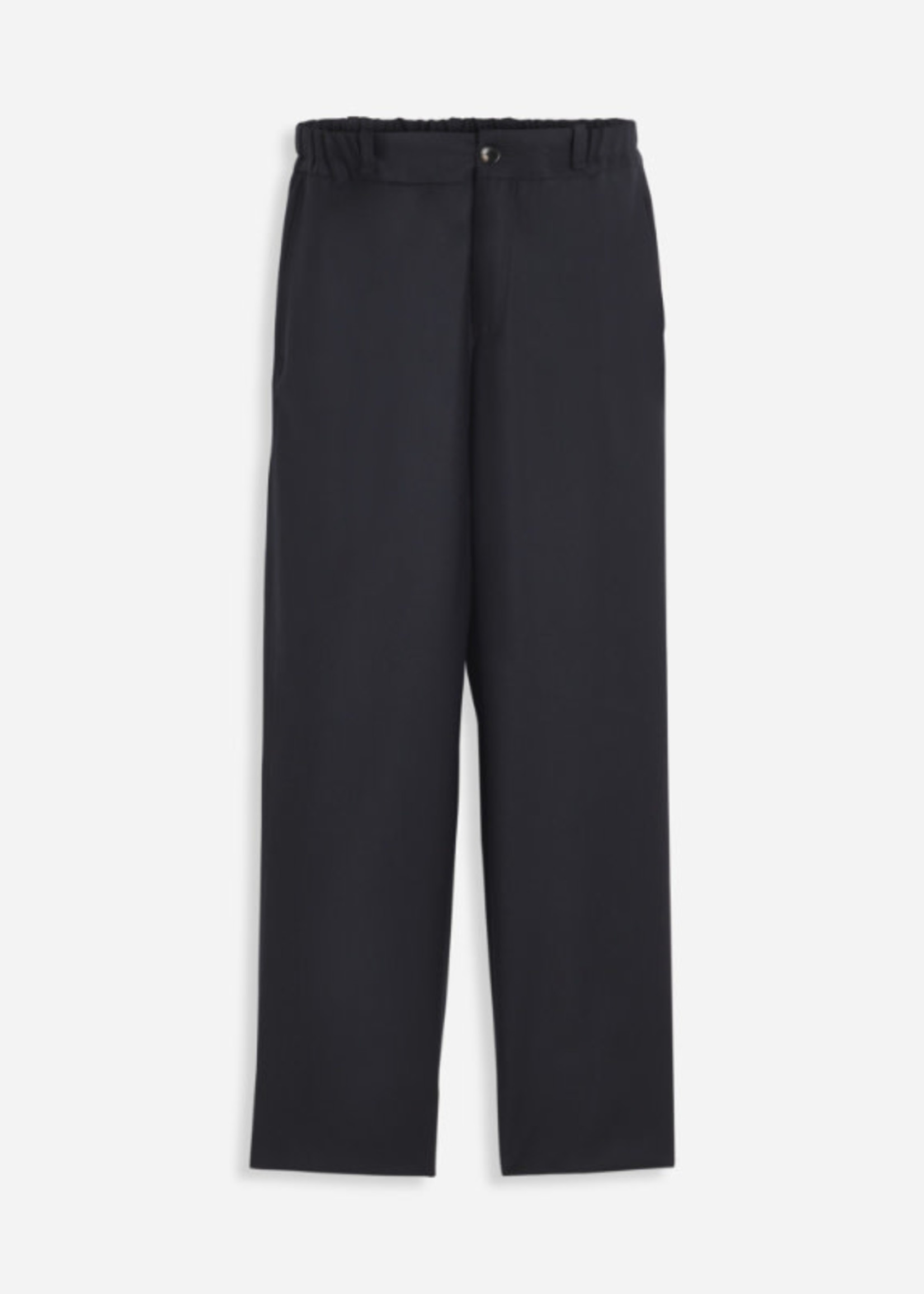 Lanvin Lanvin Trousers, Navy, Wool Elasticated Waist Straight Leg in Blue w/ Pleats