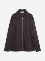 Lanvin Lanvin Sweatshirt, Brown, Elevated Cotton Mix Collared Zip Up Tracksuit In Ebony