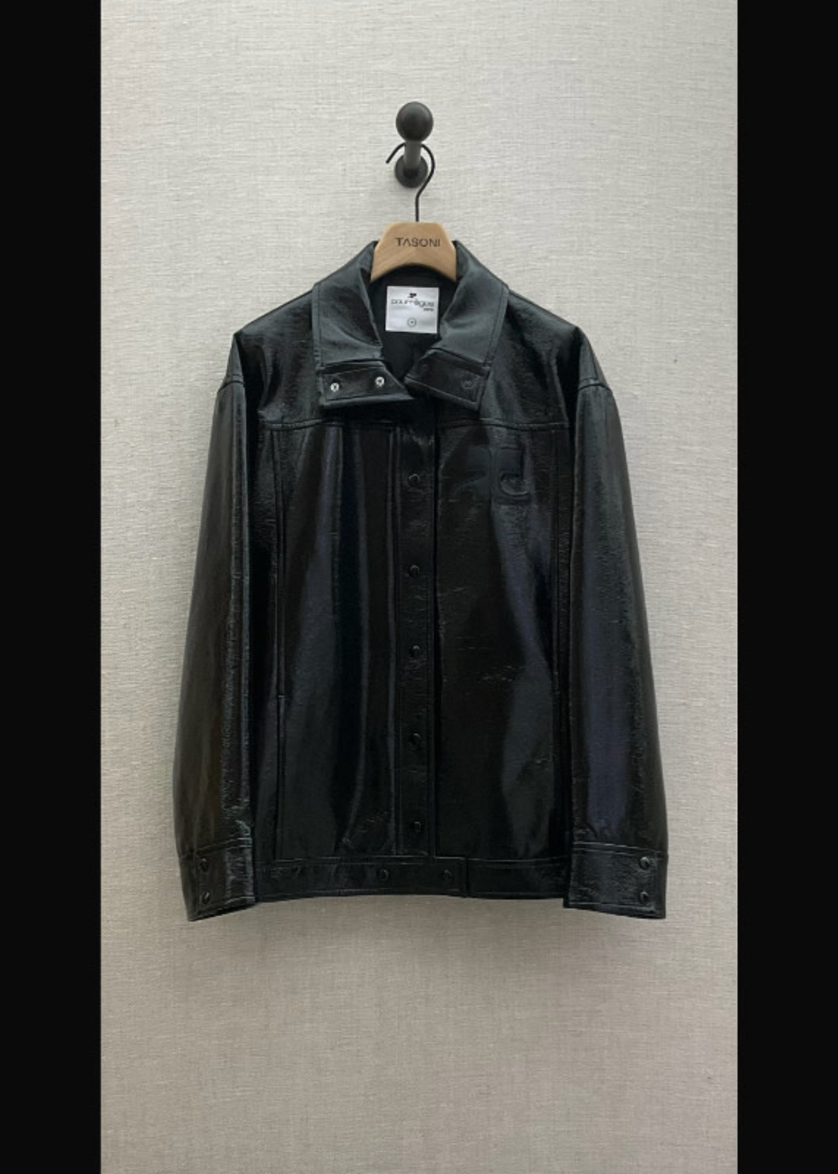 Courreges Courreges Jacket, Black, Vinyl Oversized Iconic Jacket w/ Logo Embroidery